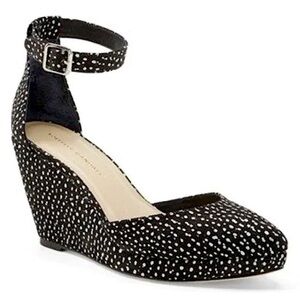 nib Loeffler Randall ‘Jules’ Wedge Sandals in Black & White Dot Print size 7.5